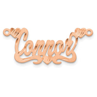 Sterling Silver/Rose-plated Satin Diamond-cut Hearts Name Plate