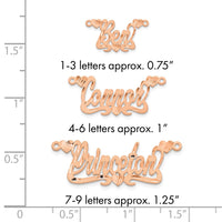 Sterling Silver/Rose-plated Satin Diamond-cut Hearts Name Plate