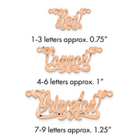 Sterling Silver/Rose-plated Satin Diamond-cut Hearts Name Plate
