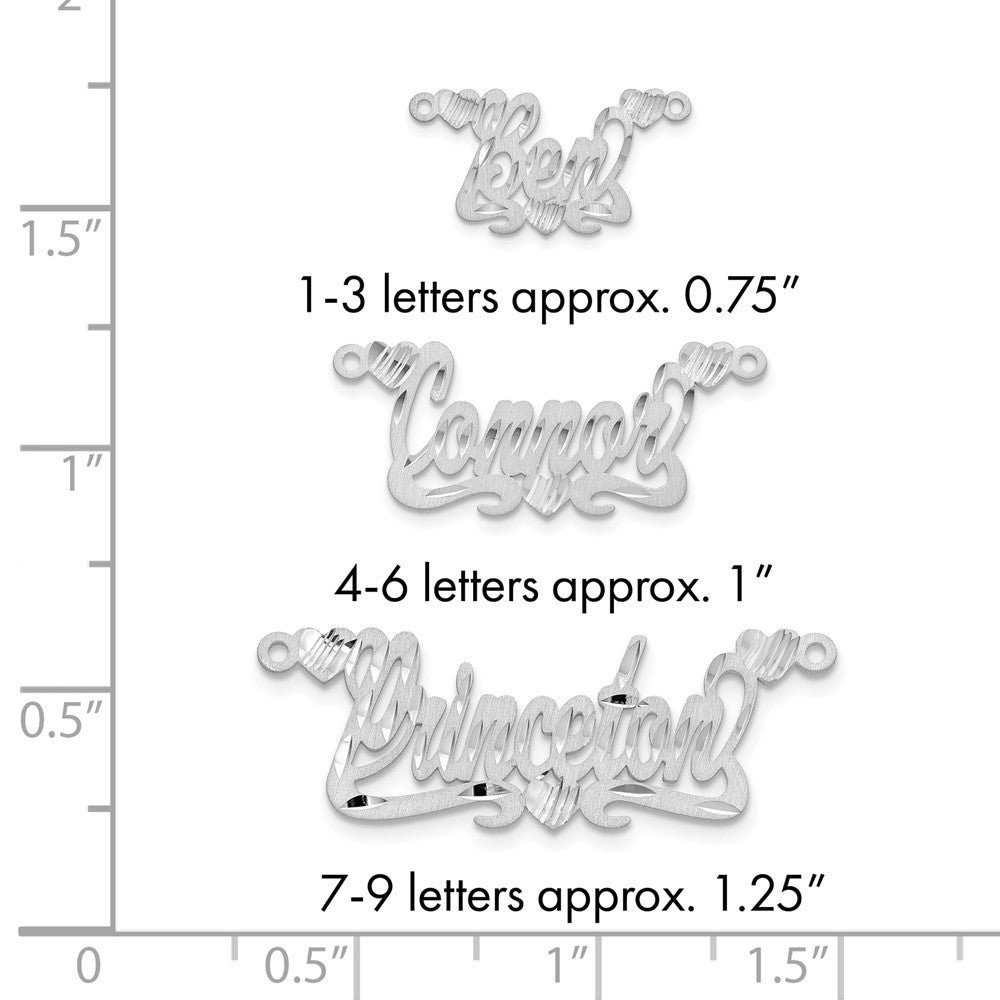 Sterling Silver/Rhod-plated Satin Diamond-cut Hearts Name Plate