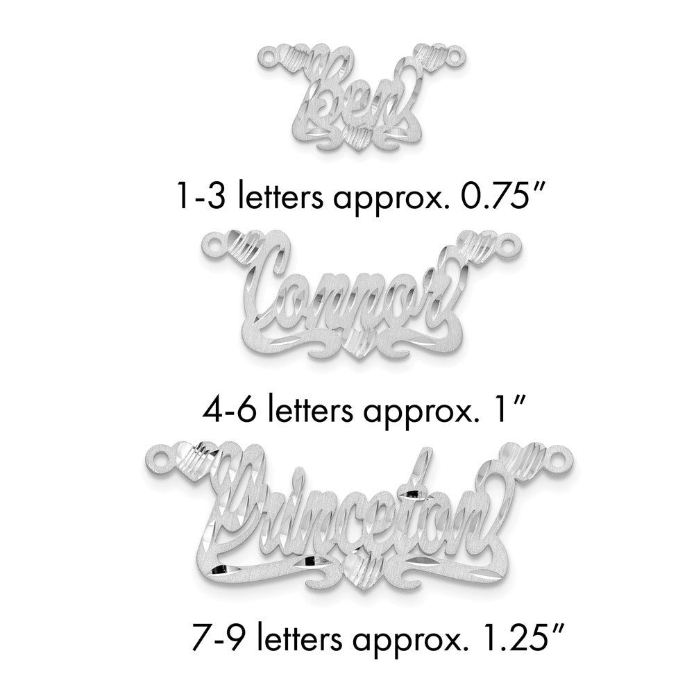 10k White Gold Satin Diamond-cut Hearts Name Plate