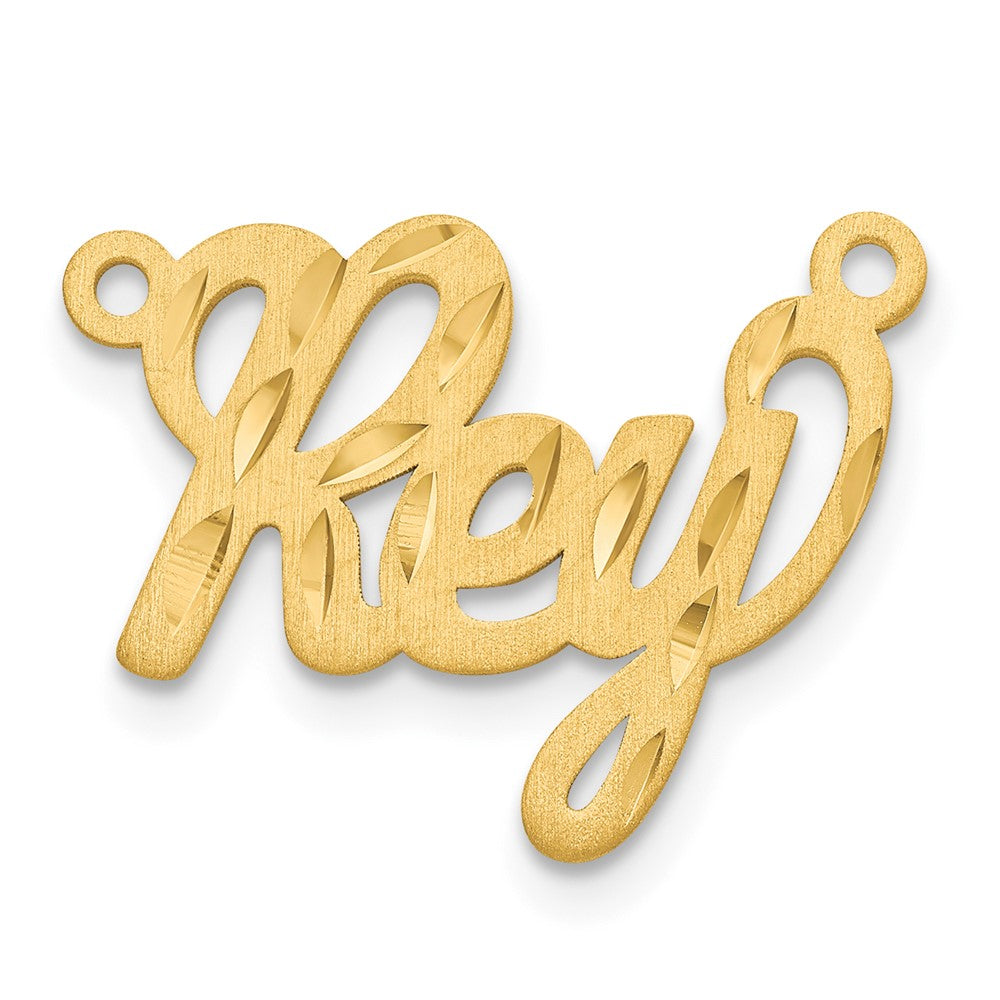 14k Yellow Gold Satin Diamond-cut Name Plate