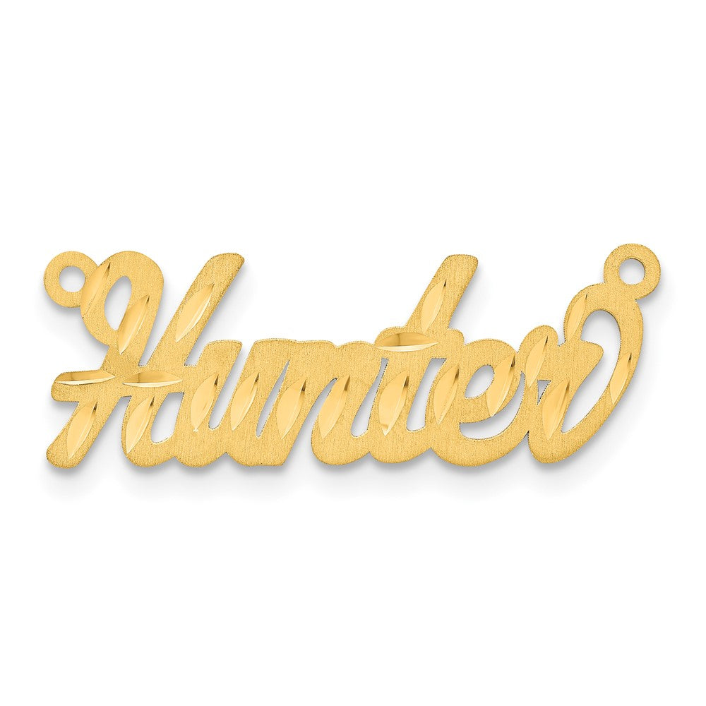 14k Yellow Gold Satin Diamond-cut Name Plate