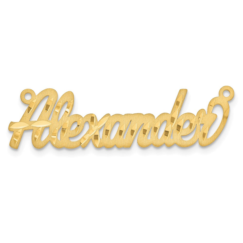 14k Yellow Gold Satin Diamond-cut Name Plate