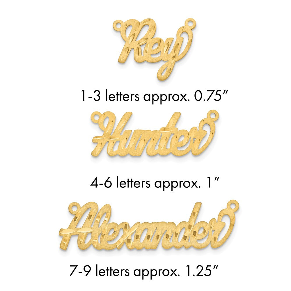 14k Yellow Gold Satin Diamond-cut Name Plate