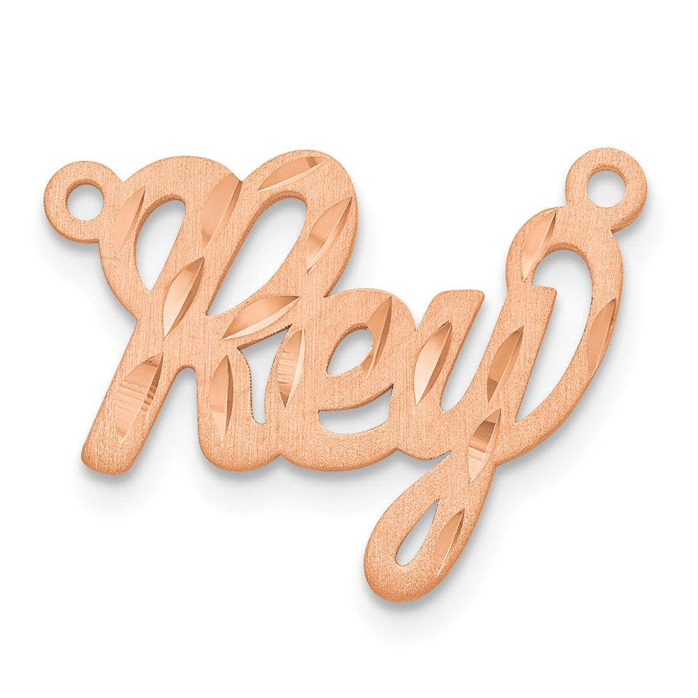 Sterling Silver/Rose-plated Satin Diamond-cut Name Plate