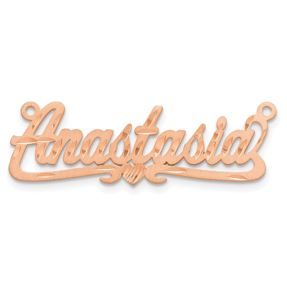 14k Rose Gold Satin Diamond-cut Heart Name Plate