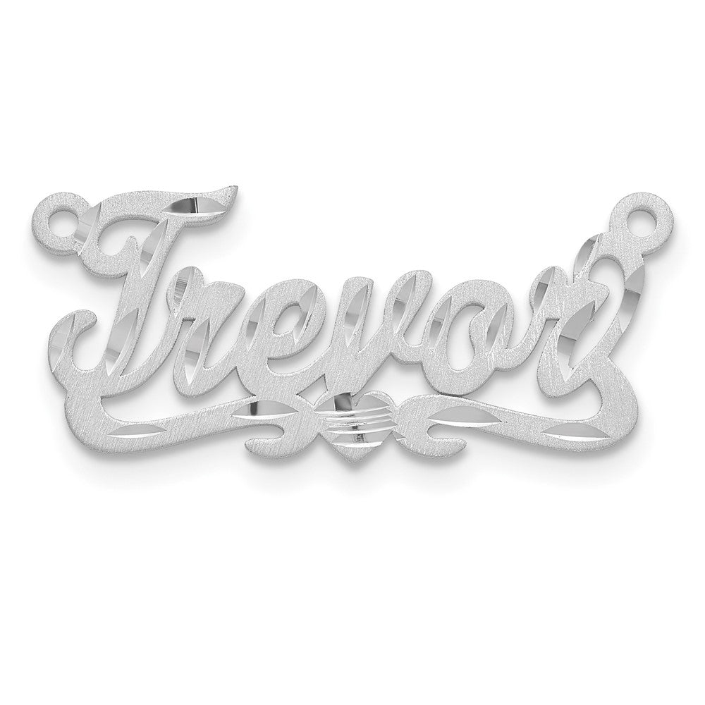14k Yellow Gold Satin Diamond-cut Heart Name Plate
