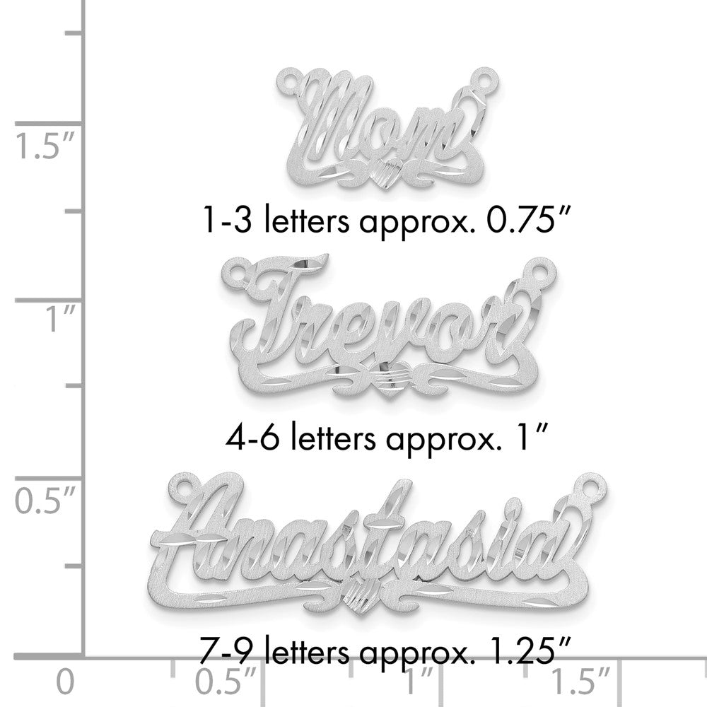 10k White Gold Satin Diamond-cut Heart Name Plate