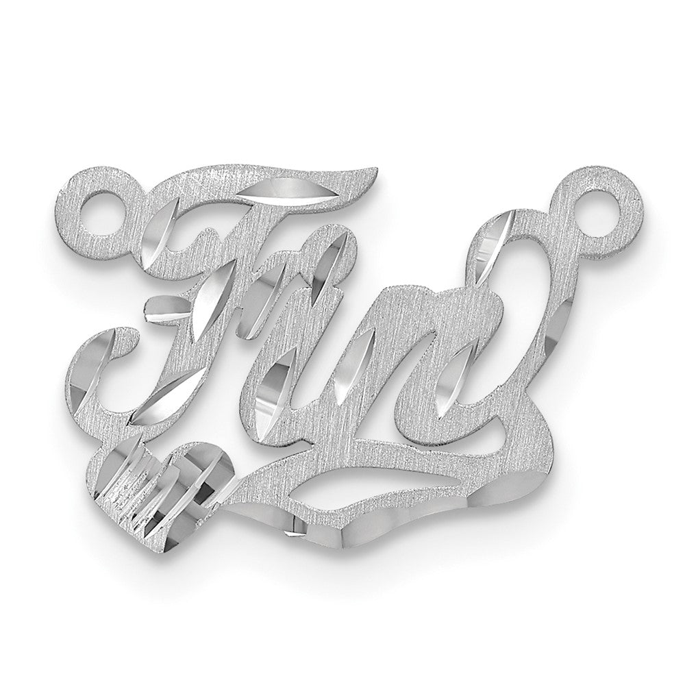 Sterling Silver/Rhod-plated Satin Diamond-cut Heart Name Plate