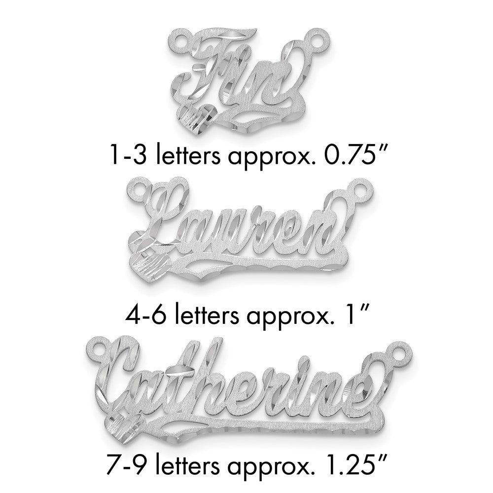 14k White Gold Satin Diamond-cut Heart Name Plate