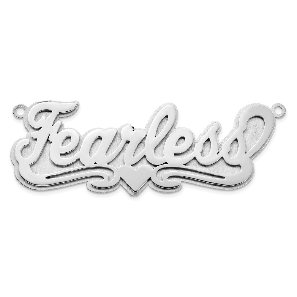 Sterling Silver/Rhodium-plated 3D Polished Heart Name Plate