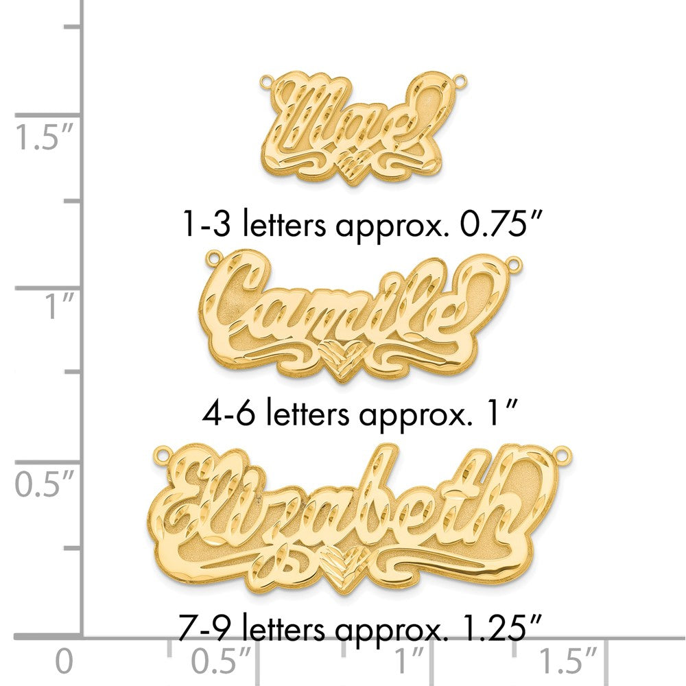 Sterling Silver/Gold-plated 3D Diamond-cut Heart Name Plate