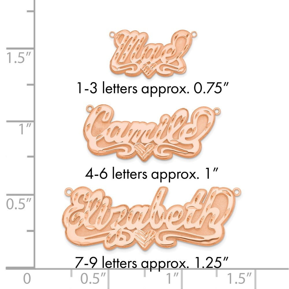 14k Rose Gold 3D Diamond-cut Heart Name Plate