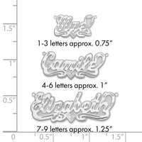 14k White Gold 3D Diamond-cut Heart Name Plate