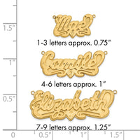 14k Yellow Gold 3D Satin Diamond-cut Heart Name Plate