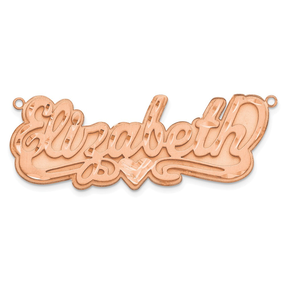 SS/Rose-plated 3D Satin Diamond-cut Heart Name Plate