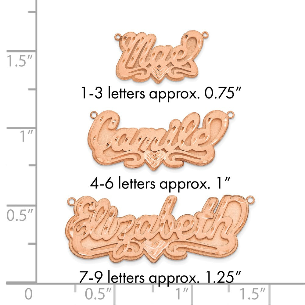 SS/Rose-plated 3D Satin Diamond-cut Heart Name Plate