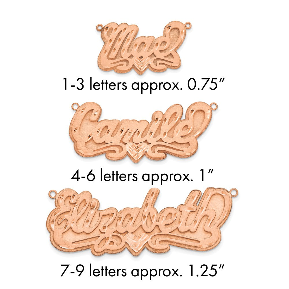 SS/Rose-plated 3D Satin Diamond-cut Heart Name Plate