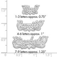 10k White Gold 3D Satin Diamond-cut Heart Name Plate