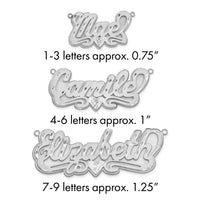 10k White Gold 3D Satin Diamond-cut Heart Name Plate
