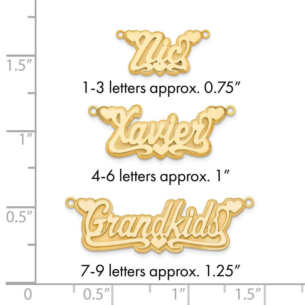 14k Yellow Gold 3D Polished Hearts Name Plate