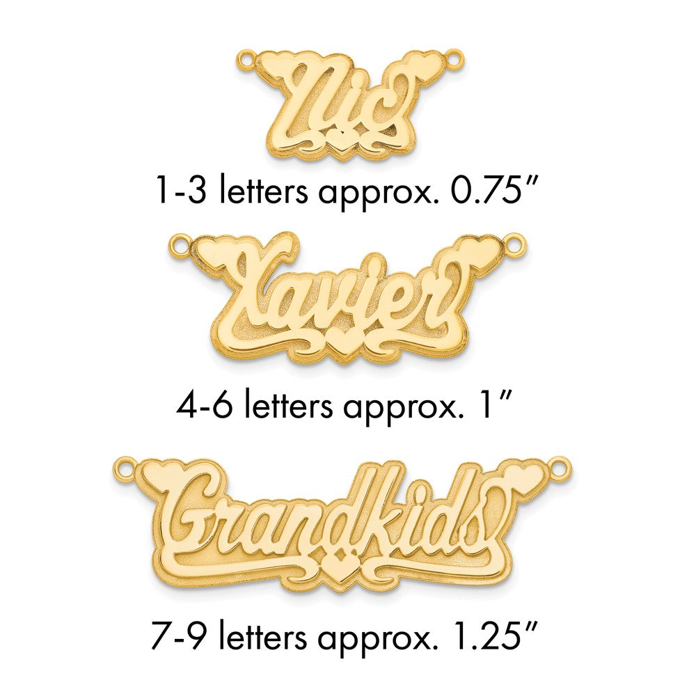 14k Yellow Gold 3D Polished Hearts Name Plate