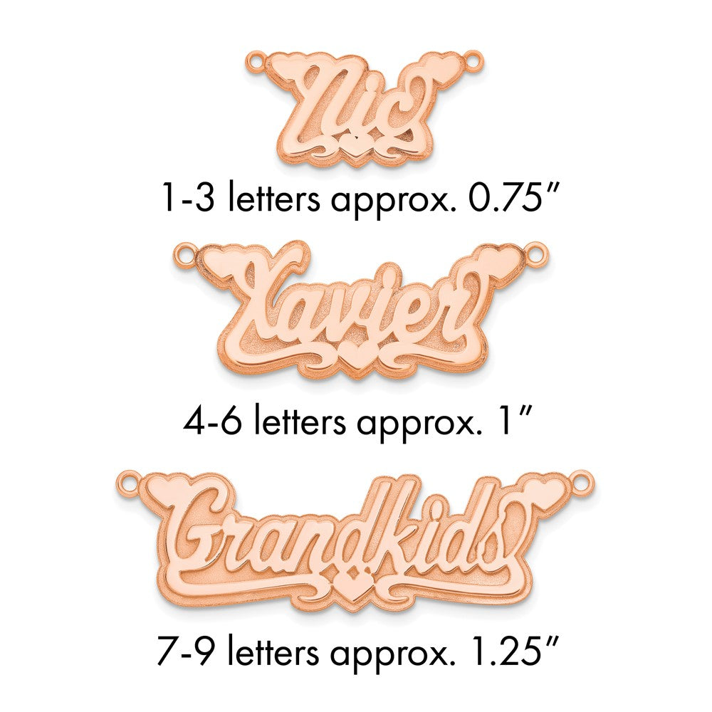 14k Rose Gold 3D Polished Hearts Name Plate