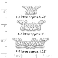 14k White Gold 3D Polished Hearts Name Plate