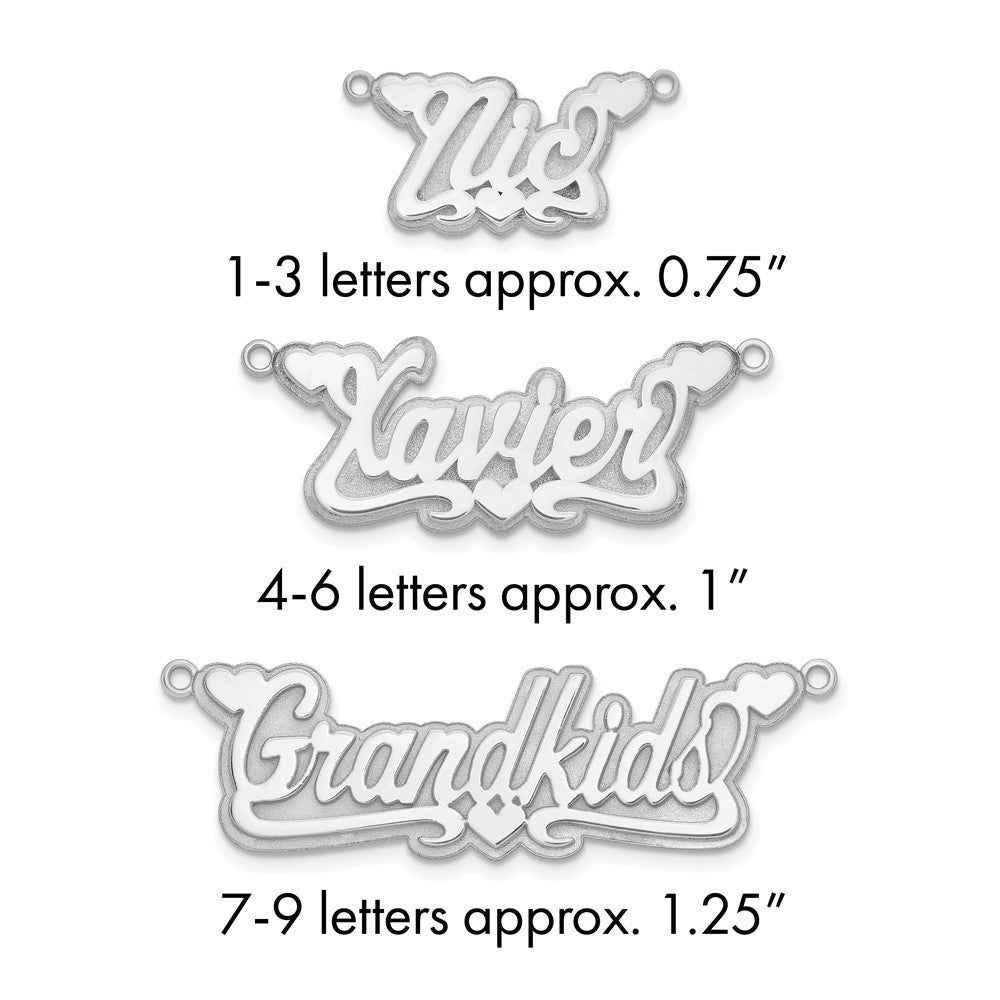 10k White Gold 3D Polished Hearts Name Plate