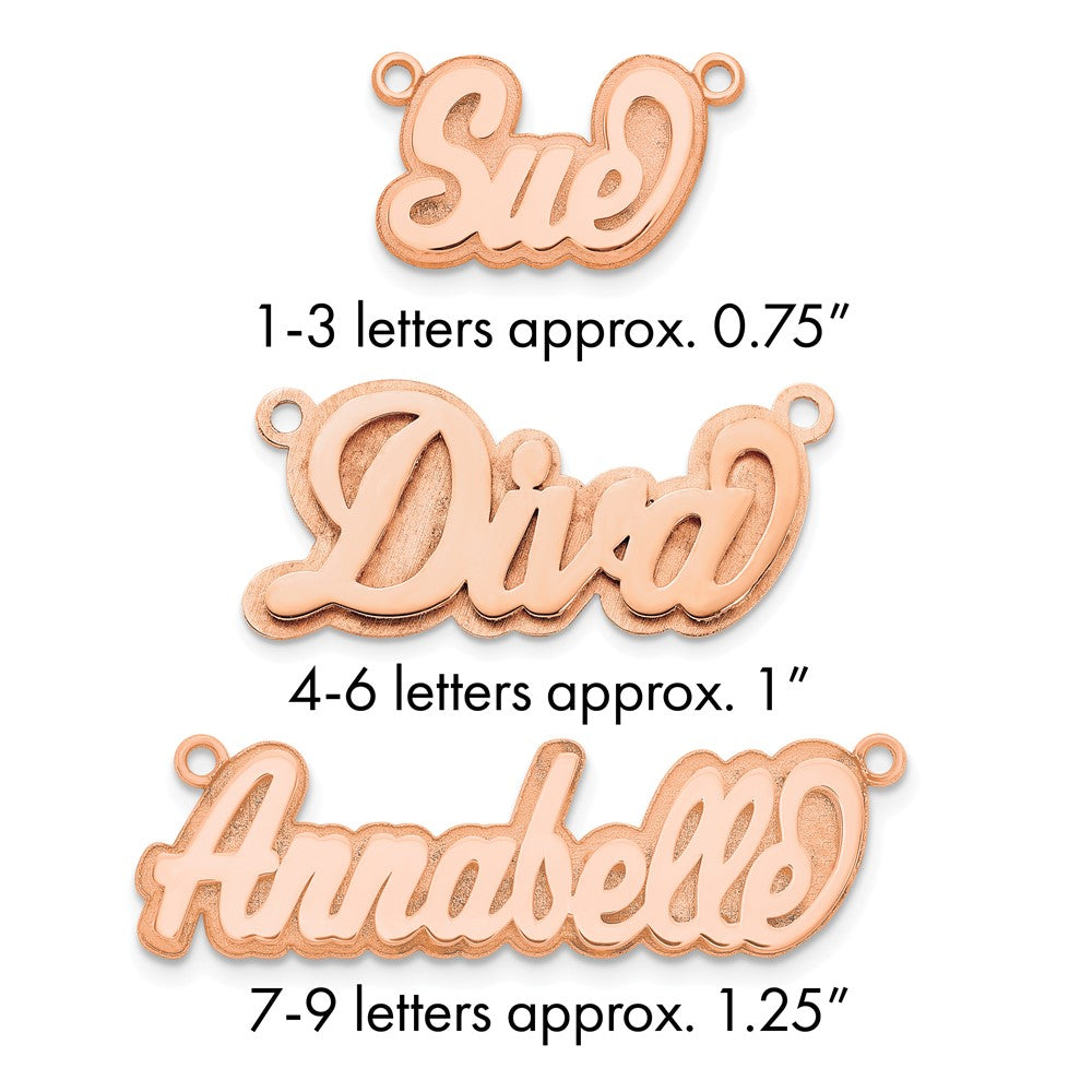 Sterling Silver/Rose-plated 3D Polished Name Plate