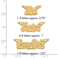 14k Yellow Gold 3D Satin Diamond-cut Hearts Name Plate