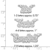 SS/Rhodium-plated 3D Satin Diamond-cut Hearts Name Plate