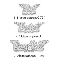 SS/Rhodium-plated 3D Satin Diamond-cut Hearts Name Plate