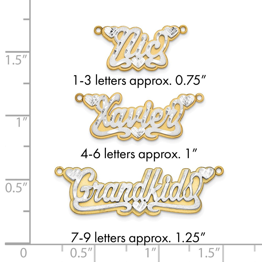14k Rose Gold 3D Satin Diamond-cut Hearts name Plate