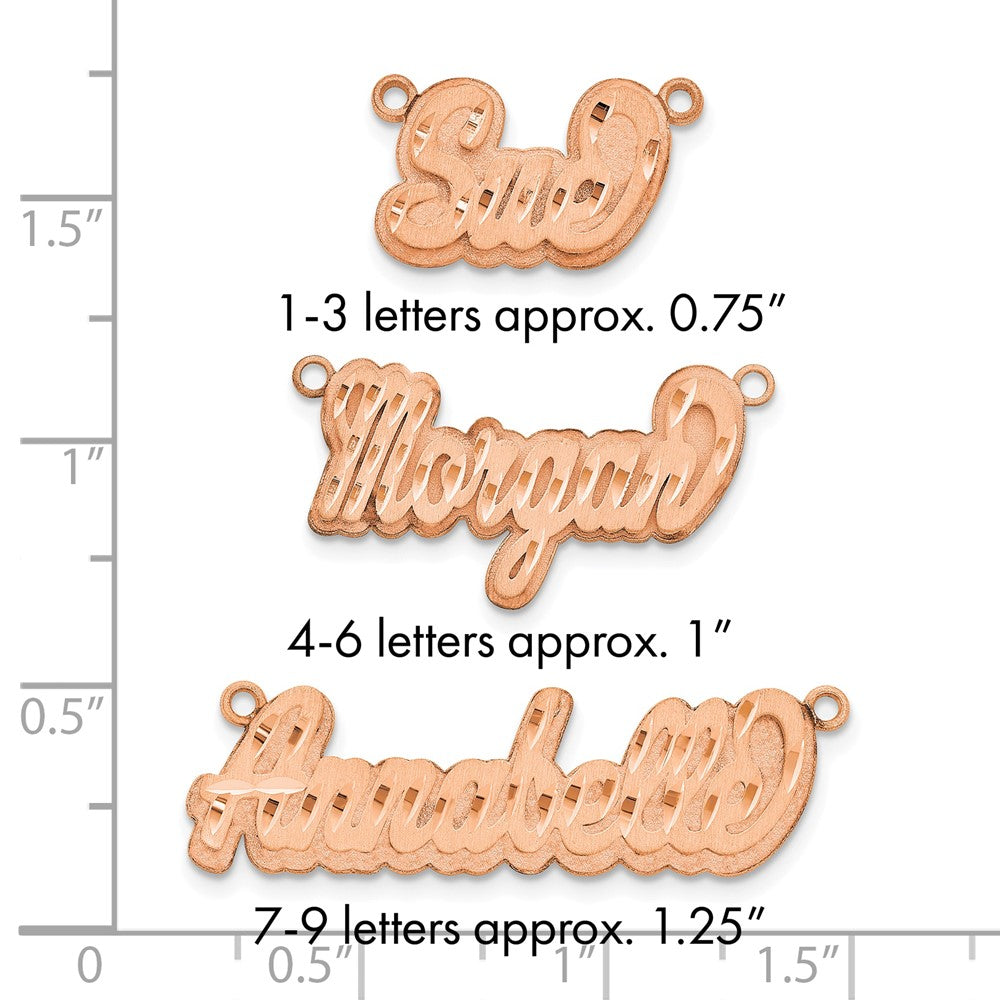 Sterling Silver/Rose-plated 3D Satin Diamond-cut Name Plate