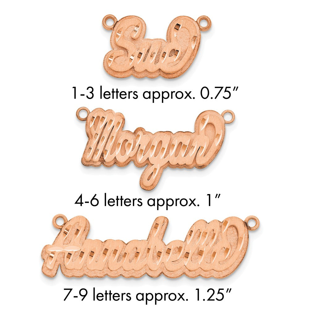 Sterling Silver/Rose-plated 3D Satin Diamond-cut Name Plate
