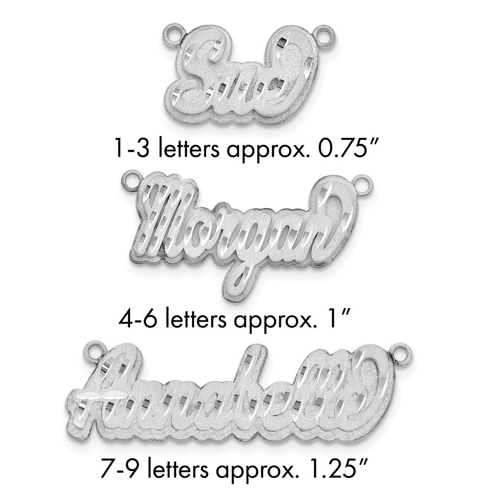 14k White Gold 3D Satin Diamond-cut Name Plate