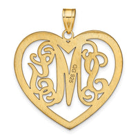14k Yellow Gold Large Monogram Heart Pendant