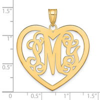14k Yellow Gold Large Monogram Heart Pendant