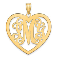 Sterling Silver/Gold-plated Large Monogram Heart Pendant