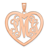 14k Rose Gold Large Monogram Heart Pendant