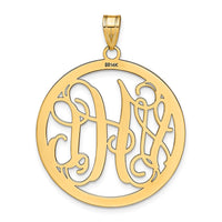 14k Yellow Gold Large Round Monogram Pendant