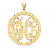 14k Yellow Gold Large Round Monogram Pendant