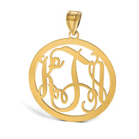14k Yellow Gold Large Round Monogram Pendant