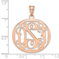 Sterling Silver/Rose-plated Round Monogram Pendant