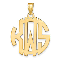 14k Yellow Gold Round Cut-out Monogram Pendant