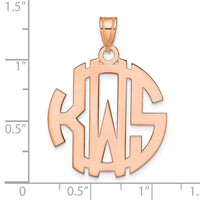 Sterling Silver/Rose-plated Round Cut-out Monogram Pendant