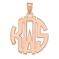 Sterling Silver/Rose-plated Round Cut-out Monogram Pendant