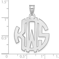 Sterling Silver/Rhodium-plated Round Cut-out Monogram Pendant
